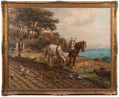 William Cox [19th/20th Century]- The Ploughman,:- signed oil on canvas 100 x 126cm.