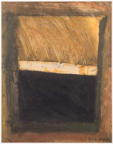 * Roy Turner Durrant [1925-1998]- Ochre & Black,:- signed and dated 21.2.
