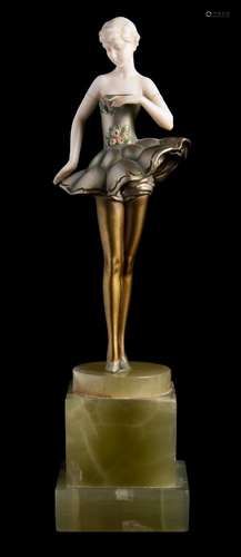 Ferdinand Preiss (1882 -1943) An ivory and patinated bronze figure of a ballet dancer: mounted to a