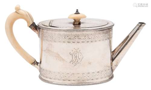 A Victorian silver teapot, maker Robert Harper, London,