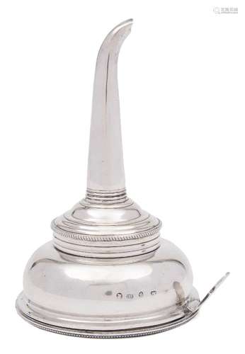 A George III silver wine funnel, maker Hester Bateman, London, 1787: of traditional design,