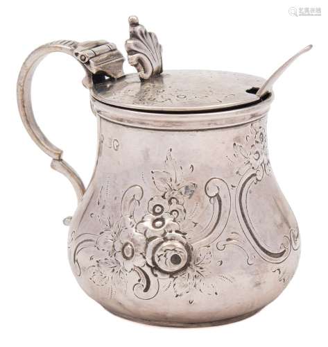 A Victorian silver mustard pot and cover, maker Edward Charles Brown, London,