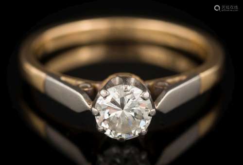 A diamond solitaire ring: the round brilliant-cut diamond 5.7mm diameter x 3.