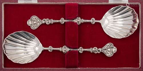 A pair of Victorian silver fruit servers, maker John Newton Mappin, London,