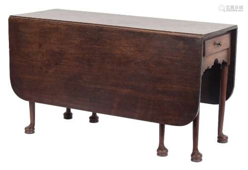 A mid 18th Century mahogany drop flap dining table:,