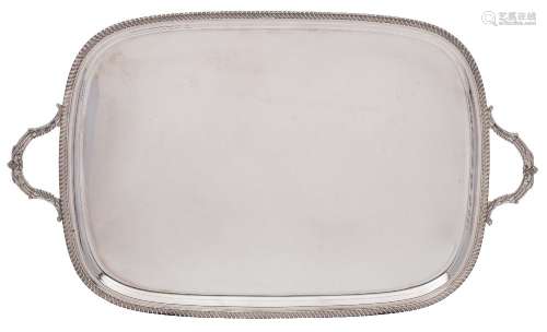 An Elizabeth II silver serving tray, maker Roberts & Belk, Sheffield,