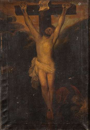Italian School 17th Century- The Crucifixion,:- oil on canvas 64.5 x 45cm. * Provenance.