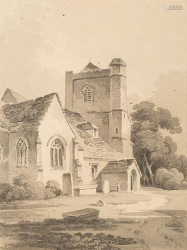 Paul Sandby Munn [1773-1845]- Leatherhead Church, Surrey,
