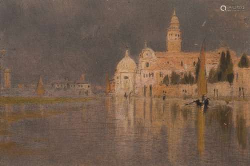 Harry Goodwin [1840-1925]- A Grey Day, Venice,:- oil on card, 10 x 15cm,