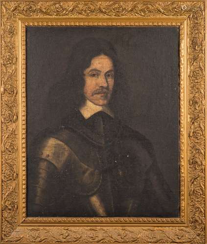 English School [17th Century]- Portrait of a gentleman, standing three-quarter length,