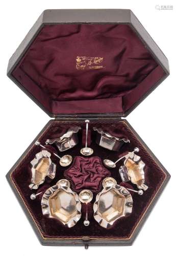 A set of six Victorian silver gilt salts, maker Colen Cheshire, Birmingham,