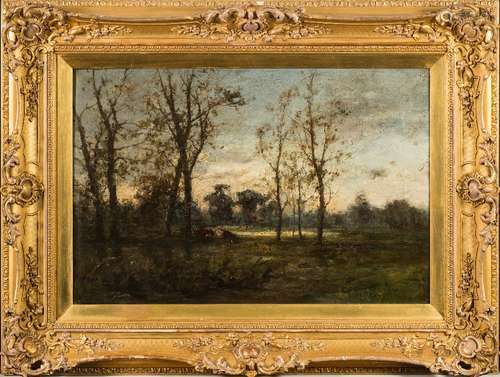 George Boyle [1826-1899] - Cattle in an autumn landscape,:- signed bottom centre, oil on canvas,