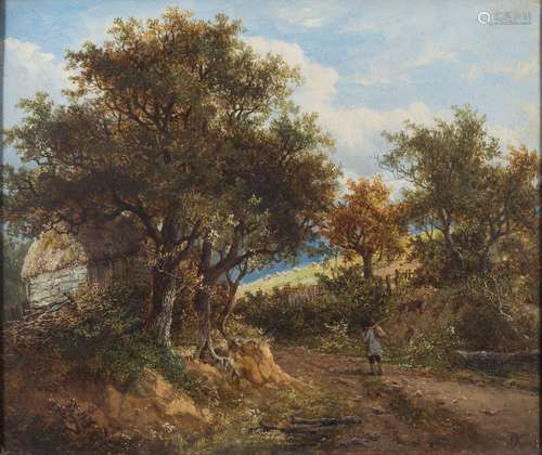 Joseph Thors [1863-1900]- Traveller on a track,:- signed bottom right oil on canvas, 25 x 30cm.