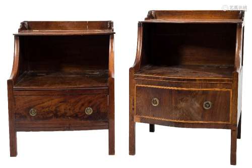 A Georgian mahogany and inlaid bow-fronted graduated adapted commode:,