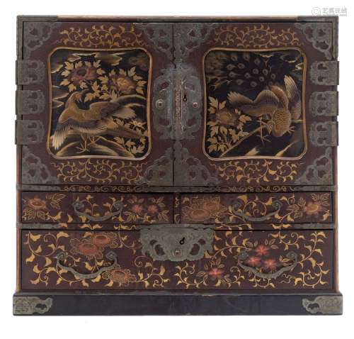 A Japanese lacquered Kodansu: of rectangular outline,