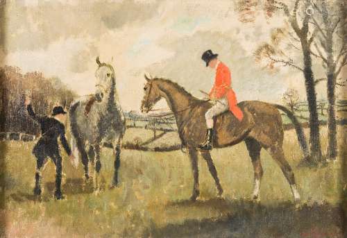 * Doris Clare Zinkeisen [1898-1991]- Mounted Huntsman and Groom,