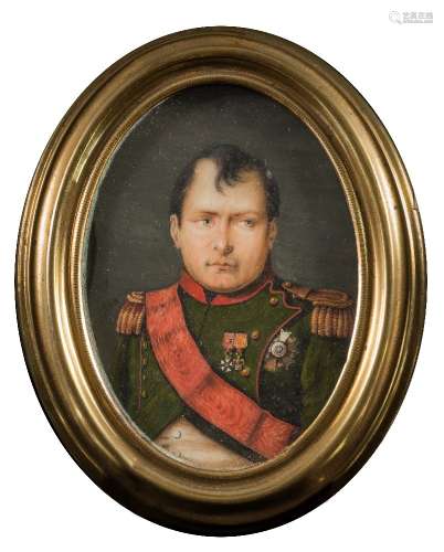 Attributed to Jean Baptiste Isabey [1767-1855]- Miniature portrait of Napoleon, bust-length,