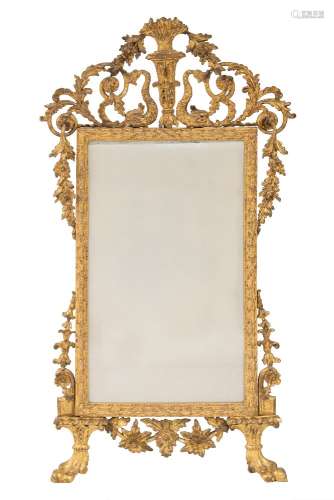 A Continental carved gilt gesso pier mirror:,