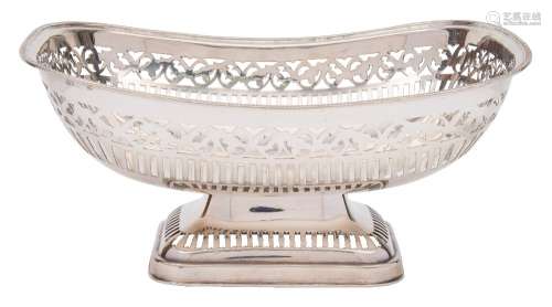 A George V silver pedestal basket, maker G Bryan & Co, Birmingham, 1933: of rectangular outline,