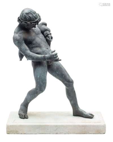 After the Antique, a grand tour bronze of a bacchanalian figure: possibly Bacchus or Dionysos,