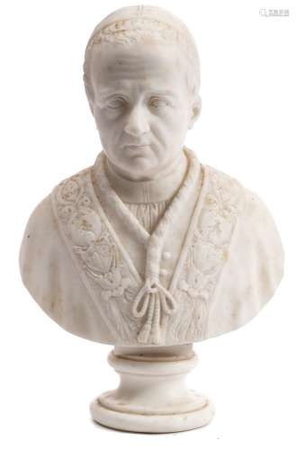 A 19th century marble bust of a Cardinal: probably Italian, wearing ceremonial attire,