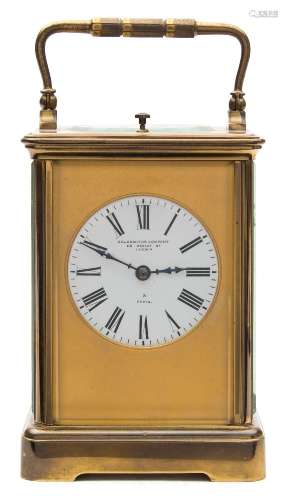 A French Edwardian Corniche carriage clock: the eight-day duration movement having a platform lever
