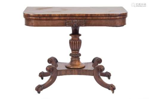 A Regency mahogany tea table and matching drop flap work table:,