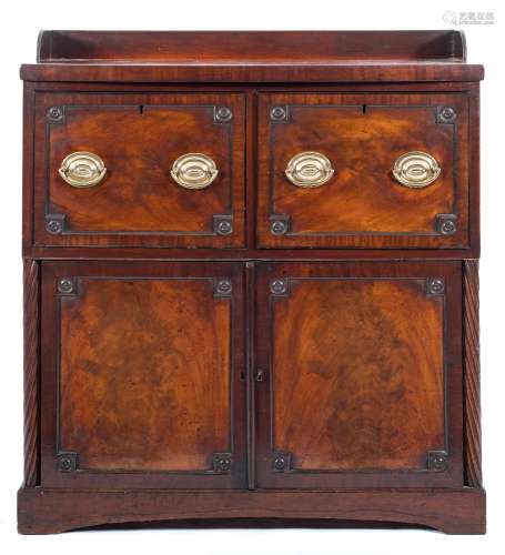 A Regency mahogany and ebony inlaid rectangular sideboard:, of small size,