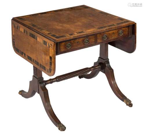 A Regency mahogany and inlaid sofa table:, of small size,