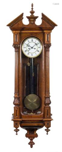 Gustav Becker, Germany, a walnut 'Vienna' regulator wall clock: the eight-day duration,
