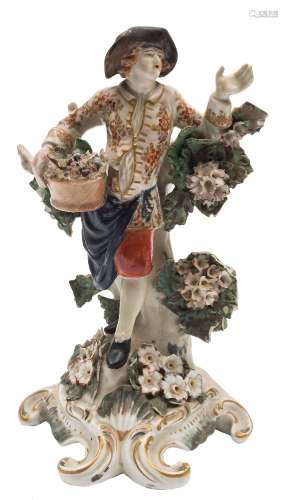 A Plymouth polychrome figure emblematic of Spring: the man wearing a floral jacket,