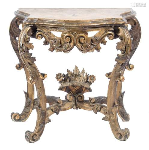 A 19th Century French carved giltwood console table:,