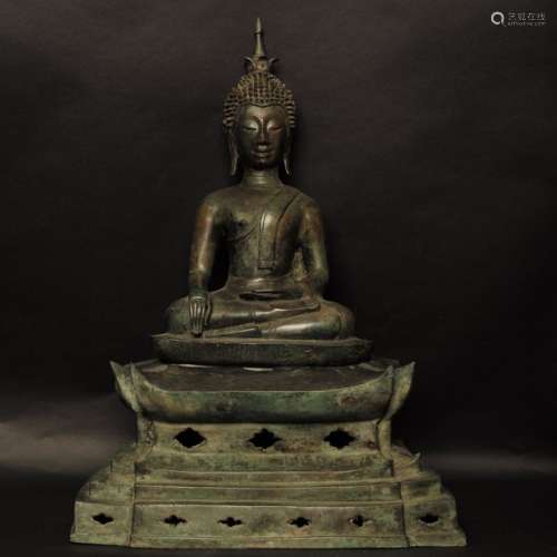 Laos, XVIII XIXe s.Bouddha assis sur son trône,...