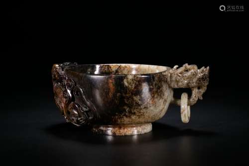 Antique Chinese carved jade cup.