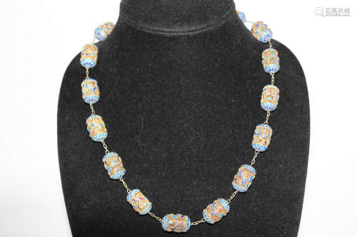 Chinese silver filigree beads necklace.