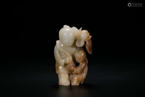 Chinese carved white jade boys