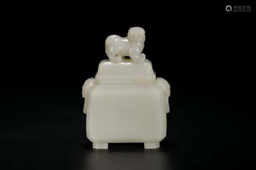 Chinese white jade incense burner with lid.