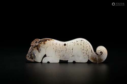 Chinese carved jade tiger pendant.