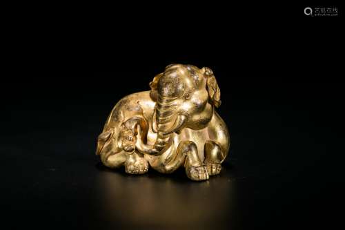 Chines gilt bronze elephant.