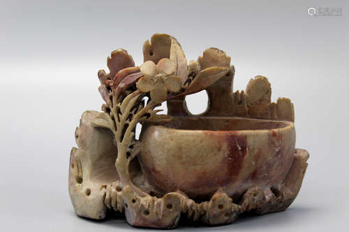 Chinese carved soapstone water coupe.