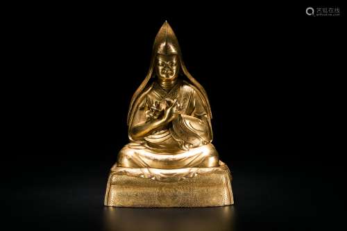 Tibetan gilt bronze Buddha statue.