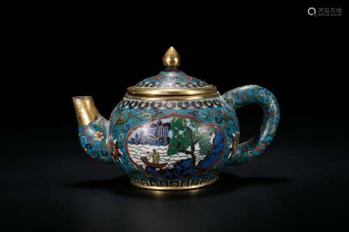 Chinese cloisonne teapot with Qianlong Mark.