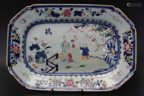 Chinese export famille rose porcelain plate. 18th Century