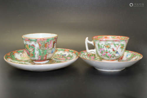 Chinese rose medallion cups and saucers.