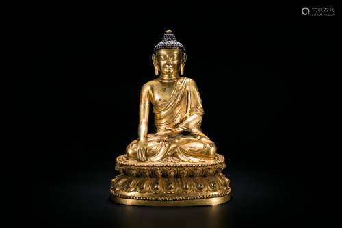 Chinese gilt bronze Buddha statue. Ming period Yongle mark.