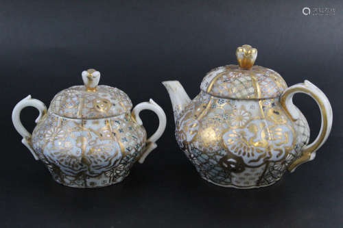 Japanese porcelain teapot and sugar pot.