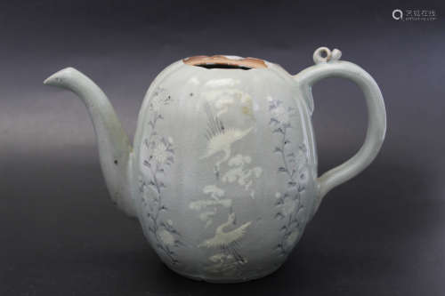 Korean celadon porcelain teapot. 19th Century.