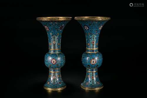 Pair of Chinese cloisonne vases.