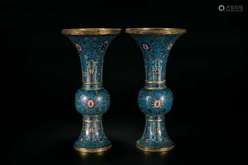 Pair of Chinese cloisonne vases.