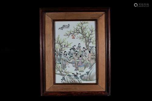 Chinese famille rose porcelain panel.